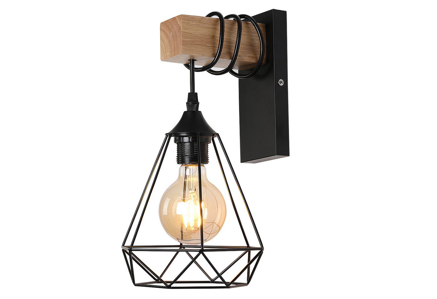 WILGOON Wandleuchte Retro Wandleuchte Holz Innen Wandlampe Vintage, im Industrial Design, LED wechselbar, Wandlampe Innen,Retro Wandleuchte,mit Schalter E27,LED wechselbar WILGOON Wandleuchte Retro Wandleuchte Holz Innen Wandlampe Vintage, im Industrial Design, LED wechselbar, Wandlampe Innen,Retro Wandleuchte,mit Schalter E27,LED wechselbar von WILGOON