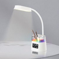 Schreibtischlampe Kinder led mit Stifthalter, Tischlampe Touch Dimmbar mit Uhr Kalender Timer, Tischleuchte für Wohnzimmer Arbeitszimmer von WILIT