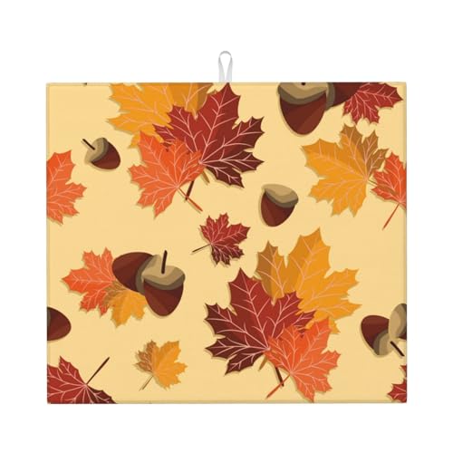 Abtropfmatte, Herbstblätter, Nussgelb, 40,6 x 45,7 cm, für Küchentheke, Abtropfmatte, Geschirr, leicht zu reinigen Abtropfmatte, Herbstblätter, Nussgelb, 40,6 x 45,7 cm, für Küchentheke, Abtropfmatte, Geschirr, leicht zu reinigen von WILL BUDXEG