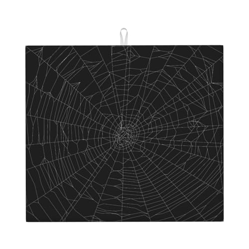 Halloween-Abtropfmatte, Spinnennetz, gruselig, 40,6 x 45,7 cm, für Küchentheke, Abtropfmatte, Geschirr, leicht zu reinigen von WILL BUDXEG