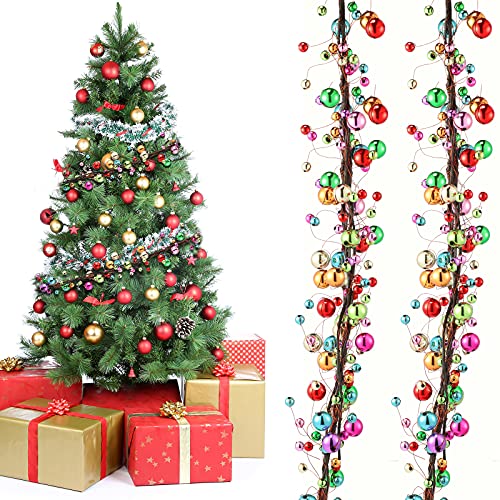 Mehrfarbige Weihnachtsdekoration, Weihnachtslampe, Kugelgirlande, hängende Kugeln, bunte Weihnachtsgirlande, bunte Ornament-Kugeln für Weihnachtsbaum, Kamin, Kranz, Dekoration (2,4 m) von WILLBOND