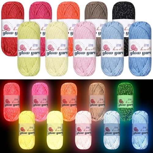 WILLBOND 10 Rollen, leuchtendes Häkelgarn zum Häkeln, DIY, Stricken, Nähzubehör für Kunst, Handwerk, Nähen, Partyzubehör, 55 m pro Rolle (lebendige Farben) von WILLBOND