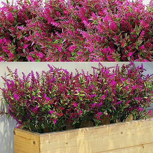 WILLBOND 12 Packungen künstliche Lavendelsträucher für Lavendel, künstliche Pflanzen, UV-beständig, für Blumenarrangements, Tischdekoration, Garten, Haus (Fuchsia) von WILLBOND