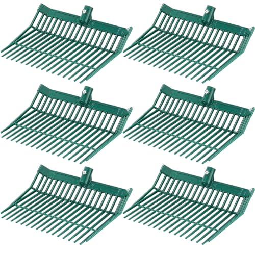 WILLBOND 6 Stück Mistgabelkopf 18 Zinken Pitch Gabelkopf mit Schrauben und Muttern Langlebig Stabil ABS Kunststoff Gabel Ersatzkopf Heugabel für Gartenarbeit Pferd Stall Aufnehmen von Dünger Gras Heu von WILLBOND
