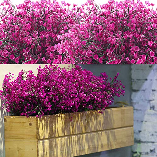 WILLBOND 12 Bündel Künstliche Sträucher Büsche Künstliche Blumen Outdoor UV Beständig Pflanzen Blumen Dekorative Künstliche Sträucher Büsche für Blumen Arrangement, Haus Garten Dekor (Fuchsie) von WILLBOND