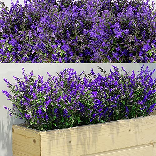 WILLBOND Künstlicher Lavendelsträucher, künstlicher Lavendel, künstliche Pflanzen, UV-beständig, für Blumenarrangements, Tischdekoration (Violett), 12 Packungen von WILLBOND