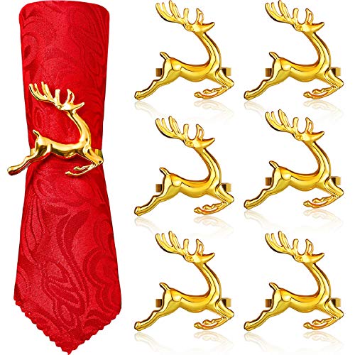 Weihnachten Serviettenringe Halter für Weihnachten Abendessen, Hochzeit Schmuck, Tisch Dekoration Zubehör (Gold, 6 Stücke) Weihnachten Serviettenringe Halter für Weihnachten Abendessen, Hochzeit Schmuck, Tisch Dekoration Zubehör (Gold, 6 Stücke) von WILLBOND