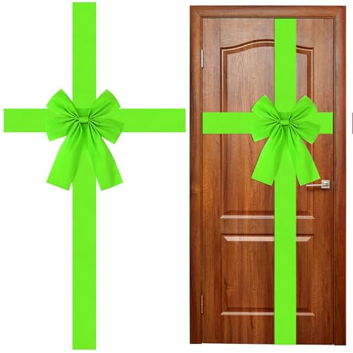 WILLBOND Weihnachtsschleife für Schranktür, groß, rot, Weihnachtskranz, Schleife, Festival-Verpackung, Dekorationen für Baum, Kamin, Zuhause, Haustür, Partyzubehör (Grün, 1) von WILLBOND