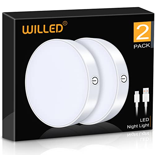 WILLED Dimmbar 6000K Batteriebetrieben Touch Lampe, Led Nachtlicht Mit Wiederaufladbar Batterie, Magnet Aufkleben Einsetzbar, Schrankleuchte, KüChenlampe(2 Stück) von WILLED