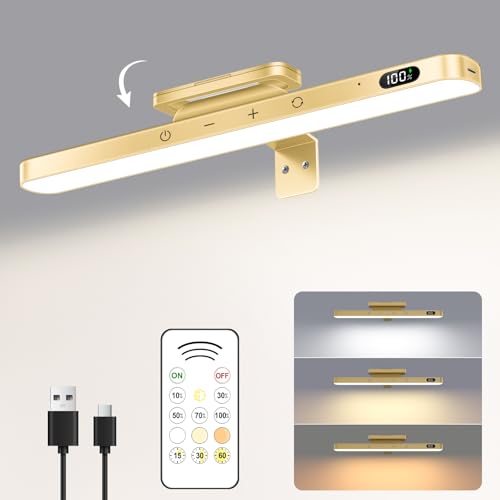 WILLED Bilderleuchte Kabellos, 3W Bildbeleuchtung mit Fernbedienung, Led Bilderleuchte Akku, 3 Farbtemperaturen, Bild Beleuchtung Wand Kabellos, Dimmbar Dartscheibe Beleuchtung mit Timer, Gold WILLED Bilderleuchte Kabellos, 3W Bildbeleuchtung mit Fernbedienung, Led Bilderleuchte Akku, 3 Farbtemperaturen, Bild Beleuchtung Wand Kabellos, Dimmbar Dartscheibe Beleuchtung mit Timer, Gold von WILLED