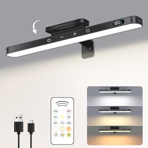 WILLED Bildbeleuchtung Kabellos, 5W Bilderleuchte Akku mit Fernbedienung, Bilderlampe mit 3 Farbtemperaturen, Bild Beleuchtung Wand Kabellos, Dimmbar Led Dart Beleuchtung mit Timer, Schwarz von WILLED