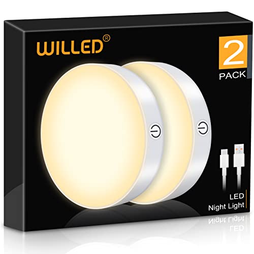 WILLED Dimmbare 3000 K Touch-Lichter, Batteriebetrieben Touch Lampe,wiederaufladbarer Akku, magnetisch, für Schrank, Kleiderschrank, Theke, Küche, Schlafzimmer (2 Stück) von WILLED