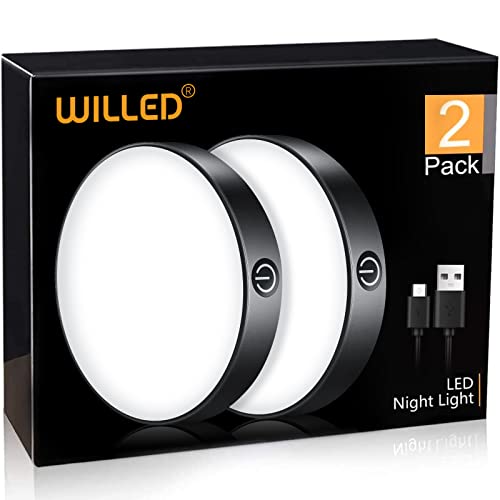 WILLED Dimmbare Batteriebetrieben Touch Lampe, 6000K Touch-Lichter Mit Wiederaufladbar Batterie, Magnet Aufkleben Einsetzbar, Schrankleuchte, KüChenlampe(2 Stück) von WILLED