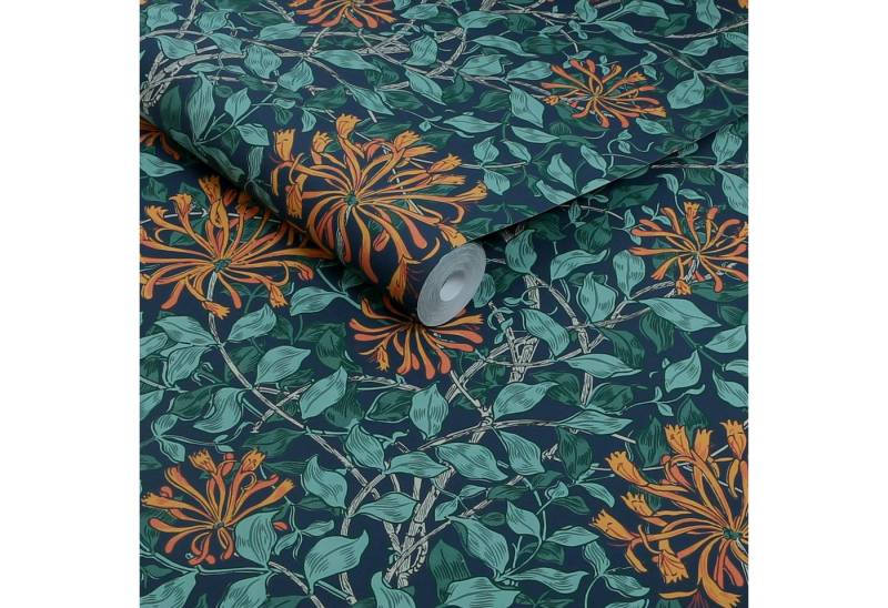 WILLIAM MORRIS AT HOME Vliestapete Honeysuckle Tidewater, glatt, Motiv, (1 St), Design Tapeten von WILLIAM MORRIS AT HOME