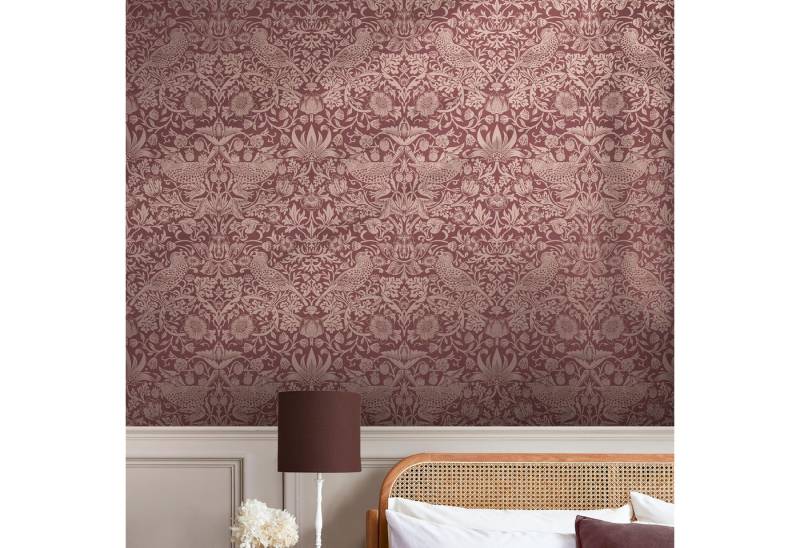 WILLIAM MORRIS AT HOME Vliestapete Strawberry Thief Fibrous, texturiert, Retro, (1 St), Design Tapeten von WILLIAM MORRIS AT HOME