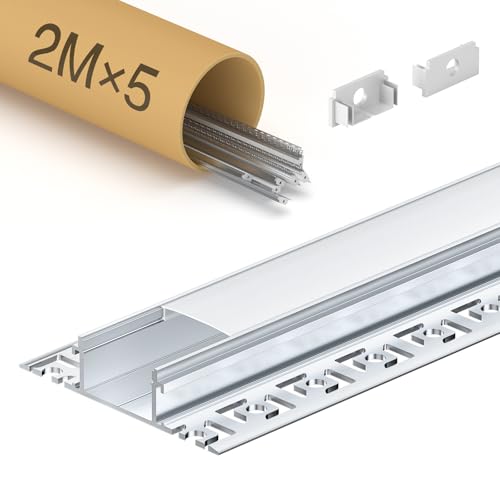WILLLUX LED Profil, 2 m × 5 Stück, geeignet für LED-Streifen mit einer Breite von weniger als 20 mm, Alu profil mit matter Abdeckung, Maße: 61,8 × 13,8 mm, zur Decken- und Wandmontage WILLLUX LED Profil, 2 m × 5 Stück, geeignet für LED-Streifen mit einer Breite von weniger als 20 mm, Alu profil mit matter Abdeckung, Maße: 61,8 × 13,8 mm, zur Decken- und Wandmontage von WILLLUX