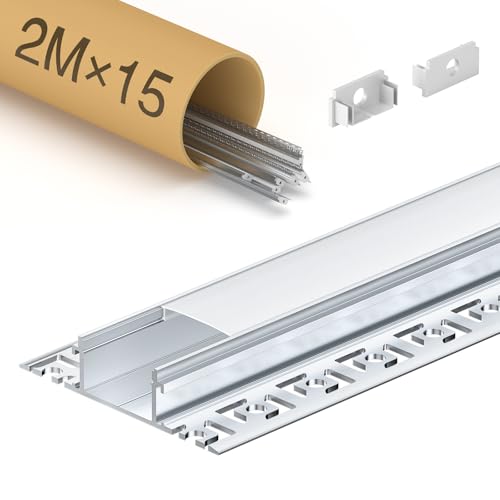 WILLLUX LED Profil 2 m × 15 Stück, Aluminium profil 2m mit matter Abdeckung, Maße: 61,8 × 13,8 mm, geeignet für LED Streifen mit einer Breite von weniger als 20 mm WILLLUX LED Profil 2 m × 15 Stück, Aluminium profil 2m mit matter Abdeckung, Maße: 61,8 × 13,8 mm, geeignet für LED Streifen mit einer Breite von weniger als 20 mm von WILLLUX