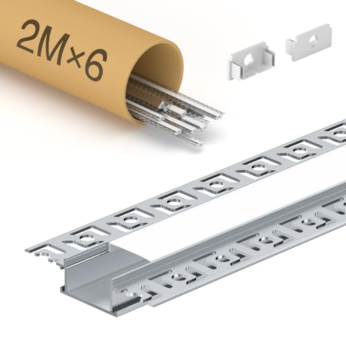 WILLLUX LED Profil Trockenbau Decke 6 Stück (12m), 2m Trockenbauprofil maß 28 x 13,8mm, Lamellenkante 64,2 mm, kompatibel mit LED-Streifen mit einer Breite von weniger als 20 mm von WILLLUX