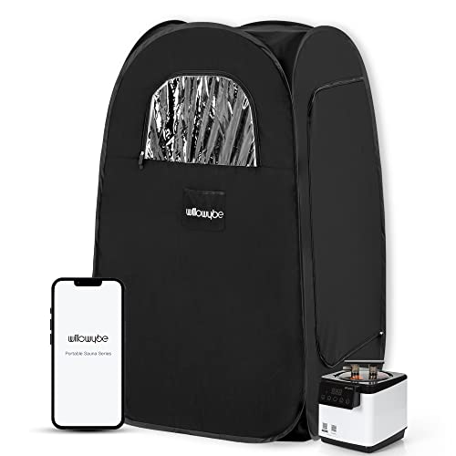 Faltbare Portable Dampfsauna mit Bluetooth, Steamer, Schweißzelt und Saunastuhl - persönlicher Wellnessbereich für zuhause (Schwarz) von WILLOWYBE