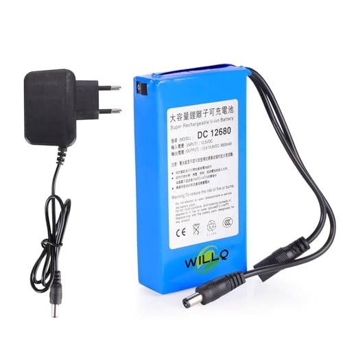 WILLQ DC12V Hochleistungs-Lithium-Ionen-Akku mit 6800 mAh, wiederaufladbar, für CCTV/Audio, Ersatzakku mit Adapter WILLQ DC12V Hochleistungs-Lithium-Ionen-Akku mit 6800 mAh, wiederaufladbar, für CCTV/Audio, Ersatzakku mit Adapter von WILLQ