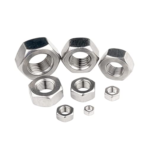 M4 M5 M6 M8 M10 DIN934 Feingewinde Sechskantmuttern 304 Edelstahl Mutternsteigung 0,5/0,75/1,0 mm (Color : 50pcs_M5x0.5) von WILLWA