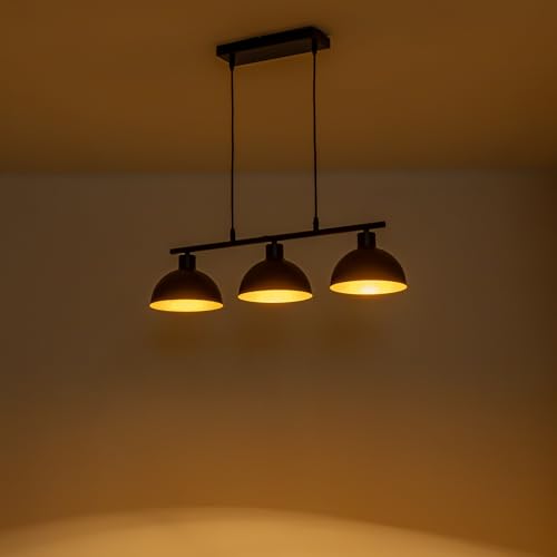WILON Pendelleuchte Esstisch Schwarz, Esstischlampe Hängend, Metall Lampenschirm Hängelampe 3 Flammig, Wohnzimmerlampe Decke Hängend (Ohne Lichtquelle) von WILON