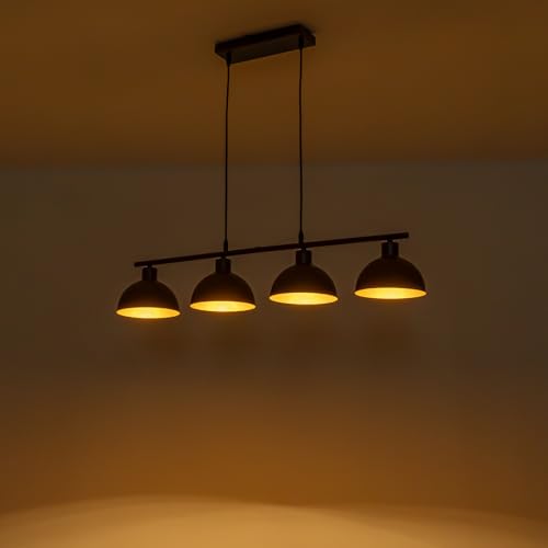 WILON Pendelleuchte Esstisch Schwarz,Esszimmerlampe Hängend 4 Flammig, Metall Lampenschirm Hängelampe, Wohnzimmerlampe Decke Hängend (Ohne Lichtquelle) von WILON