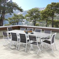 Gartenmöbel Set ModuloWood t 6/10 + f 6 + c 4 Glas Deko Holz Weiß Weiß Wilsa Garden von WILSA GARDEN