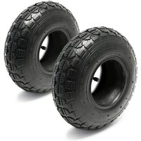 Wiltec - 2x Reifenmantel 2x Schlauch für Aufsitzmäher/Rasentraktor 11x4.00-4 4PR Winkelventil von WILTEC