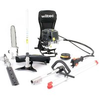 4-in-1 Multifunktionsgerät mit 4-Takt-Motor mit Rucksack, Backpacker Multigartengerät, Multitool Gartenwerkzeug mit u.a. Rasentrimmer - Wiltec von WILTEC