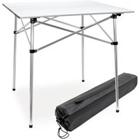 Aluminium Camping Rolltisch mit 70x69cm zusammenrollbarer Tischplatte und Transporttasche Falttisch von WILTEC