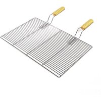 BBQ Grillrost Eckig 60x40cm aus Hochwertigem Edelstahl mit Handgriffen für Gasgrill, Kugelgrill usw. von WILTEC