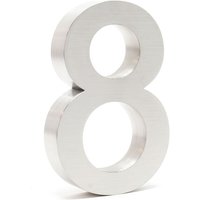 Wiltec - Hausnummer 8 silberfarbene Edelstahl Hausnummer in modernem 3D-Design, Höhe 20 cm, Schrift Arial, rostfrei und witterungsbeständig, mit Wiltec - Hausnummer 8 silberfarbene Edelstahl Hausnummer in modernem 3D-Design, Höhe 20 cm, Schrift Arial, rostfrei und witterungsbeständig, mit von WILTEC