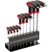 Wiltec - Innensechskantschlüsselsatz 11tlg. 2-10mm mit 15-28cm Länge und thermoplastischen Gummigriffen in T-Form, Innensechskant Winkelschlüssel Satz von WILTEC