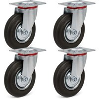 Wiltec - Lenkrollen Set 4x Transportrolle mit Vollgummirad Ø75mm bis 50kg pro Rad mit Metallfelge und Anbauplatte, leiser Lauf, Transportrollen von WILTEC