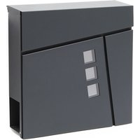 Wiltec - Designer Briefkasten V24 Anthrazit 370 x 105 x 370 mm, Wandbriefkasten mit Schloss, Sichtfenstern und Zeitungsrolle, Postkasten aus von WILTEC