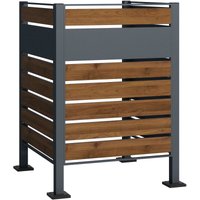 Mülltonnenzaun aus Stahl in Holzoptik, Mülltonnenverkleidung für eine Tonne 60-240l, Mülltonnenbox, Sichtschutzzaun - Wiltec von WILTEC
