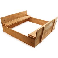 Wiltec - Sandkasten Klappdeckel Sandkiste Sitzbank Sandbox Holz von WILTEC