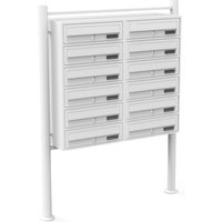 Wiltec 12er Briefkastenanlage weiß 945 x 270 x 1500 mm, Standbriefkasten mit 2x6 Fächern, Schlüssel und Namensschild, Briefkasten Postkasten mit von WILTEC