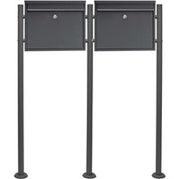 Wiltec - 2er Set Briefkasten V13 schwarz 1000 x 150 x 1200 mm, Wandbriefkasten mit Schloss, Klappe, Ständer, Postkasten aus Stahl pulverbeschichtet von WILTEC