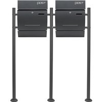 Wiltec - 2er Set Designer Briefkasten V4 Anthrazit 1000 x 135 x 1200 mm, Wandbriefkasten mit Schloss, Sichtschlitz, Namensschild, Zeitungsrolle, von WILTEC