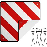 Wiltec 2in1 rot weiße Warntafel Spanien und Italien 50 x 50 cm, Fahrradträger Schild aus Aluminium, Warnschild für Heckträger reflektierend von WILTEC