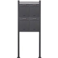 Wiltec - 2x2 Briefkasten V52 in Anthrazit Postkasten mit Briefkastenständer und Namensschild, Postbox Wiltec - 2x2 Briefkasten V52 in Anthrazit Postkasten mit Briefkastenständer und Namensschild, Postbox von WILTEC