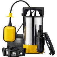 Wiltec 3 in 1 Flachsauger Tauchpumpe Edelstahl 1100 W, Schmutzwasserpumpe 18000 l/h, Flachwasserpumpe mit Schwimmer, Flachsaugpumpe für Keller von WILTEC