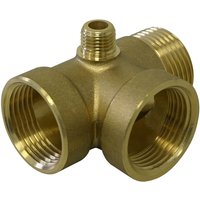 Wiltec - 4-Wege Verteiler Messing 2x ig DN25 1' 1x ag DN25 1' 1x ag 1/4' Anschluss für Hauswasserwerk, Pumpe und Membrankessel von WILTEC