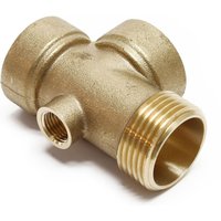 Wiltec - 4-Wege Verteiler Messing 2x ig DN25 1' 1x ag DN25 1' 1x ig 1/4' Anschluss für Hauswasserwerk, Pumpe und Membrankessel von WILTEC