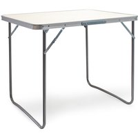 Aluminium Camping Klapptisch mit 80x60cm weißer Tischplatte mdf mit Alu-Rahmen Koffertisch Falttisch von WILTEC