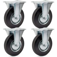 Wiltec - Bockrollen Set 4x Transportrolle Ø100mm mit Vollgummirad, Metallfelge und Anbauplatte bis 70kg pro Rad, Apparaterollen Möbelrollen leiser von WILTEC