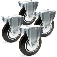 Wiltec - Bockrollen Set 4x Transportrolle Ø160mm mit Vollgummirad, Metallfelge und Anbauplatte bis 130kg pro Rad, Apparaterollen Möbelrollen leiser von WILTEC