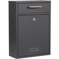 Briefkasten anthrazit V52 Postkasten mit Namensschildfenster und 2 Schlüsseln als Wandbriefkasten oder Standbriefkasten - Wiltec von WILTEC